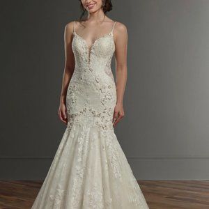 LACE WEDDING DRESS WITH 3D FLOWERS